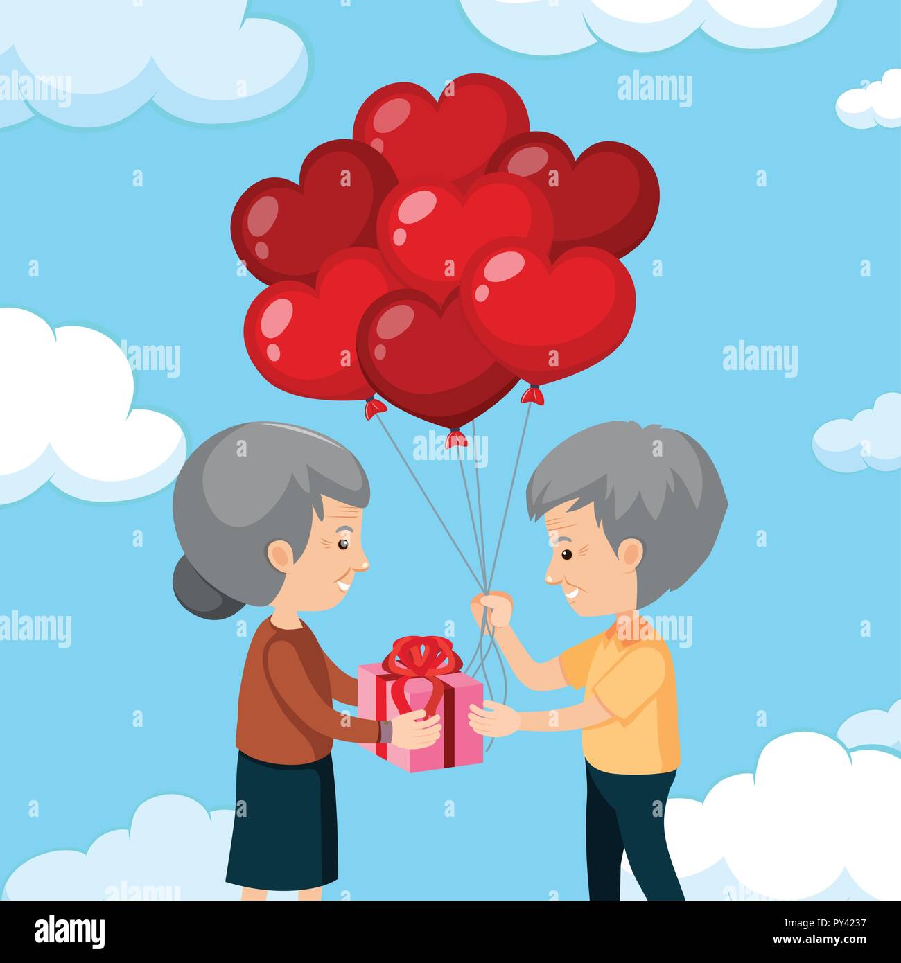 A Romantic Happy Old Couple illustration Stock Vector Image & Art - Alamy