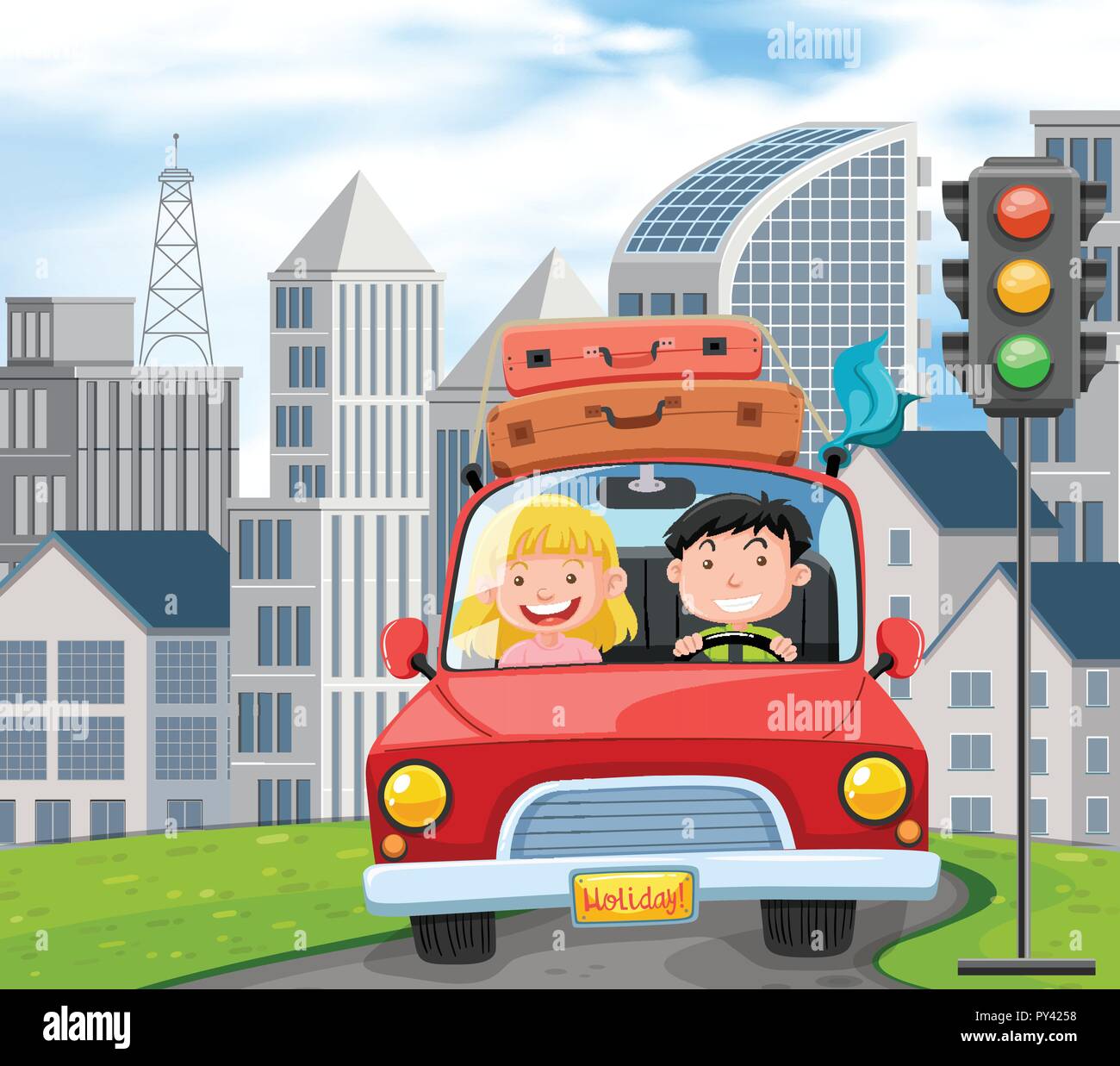 A Couple Travel on Road Trip illustration Stock Vector Image & Art - Alamy
