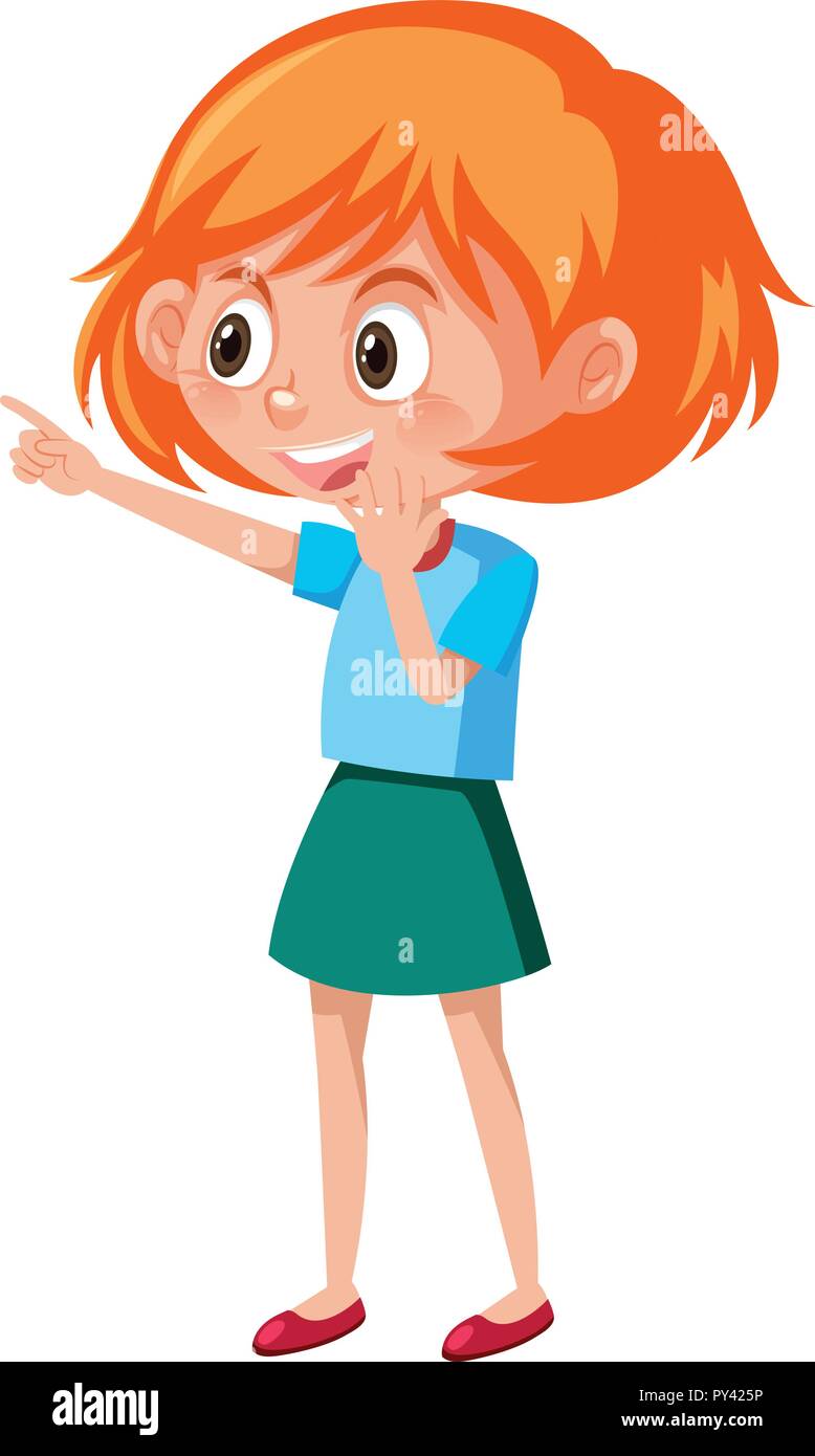 Young ginger girl pointing illustration Stock Vector Image & Art Alamy