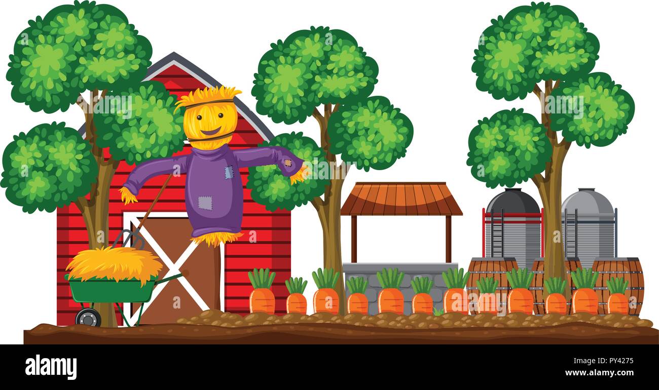A Rural Farm on White Background illustration Stock Vector Image & Art ...