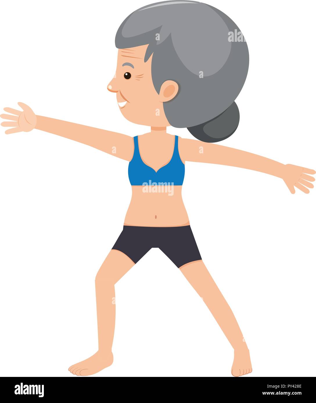 elderly lady doing yoga illustration Stock Vector