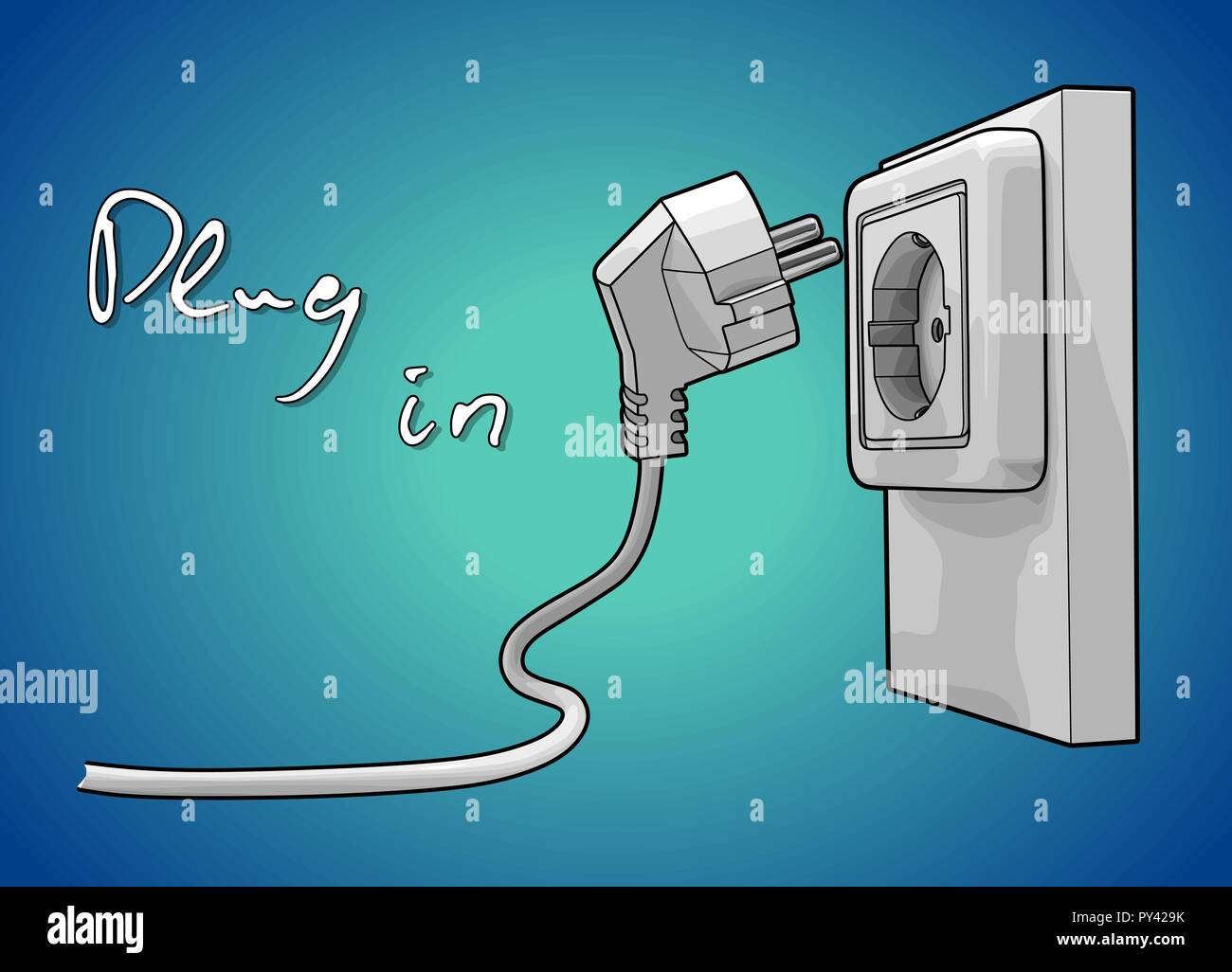Electricity plug and socket. Simple vector draw. Stock Vector