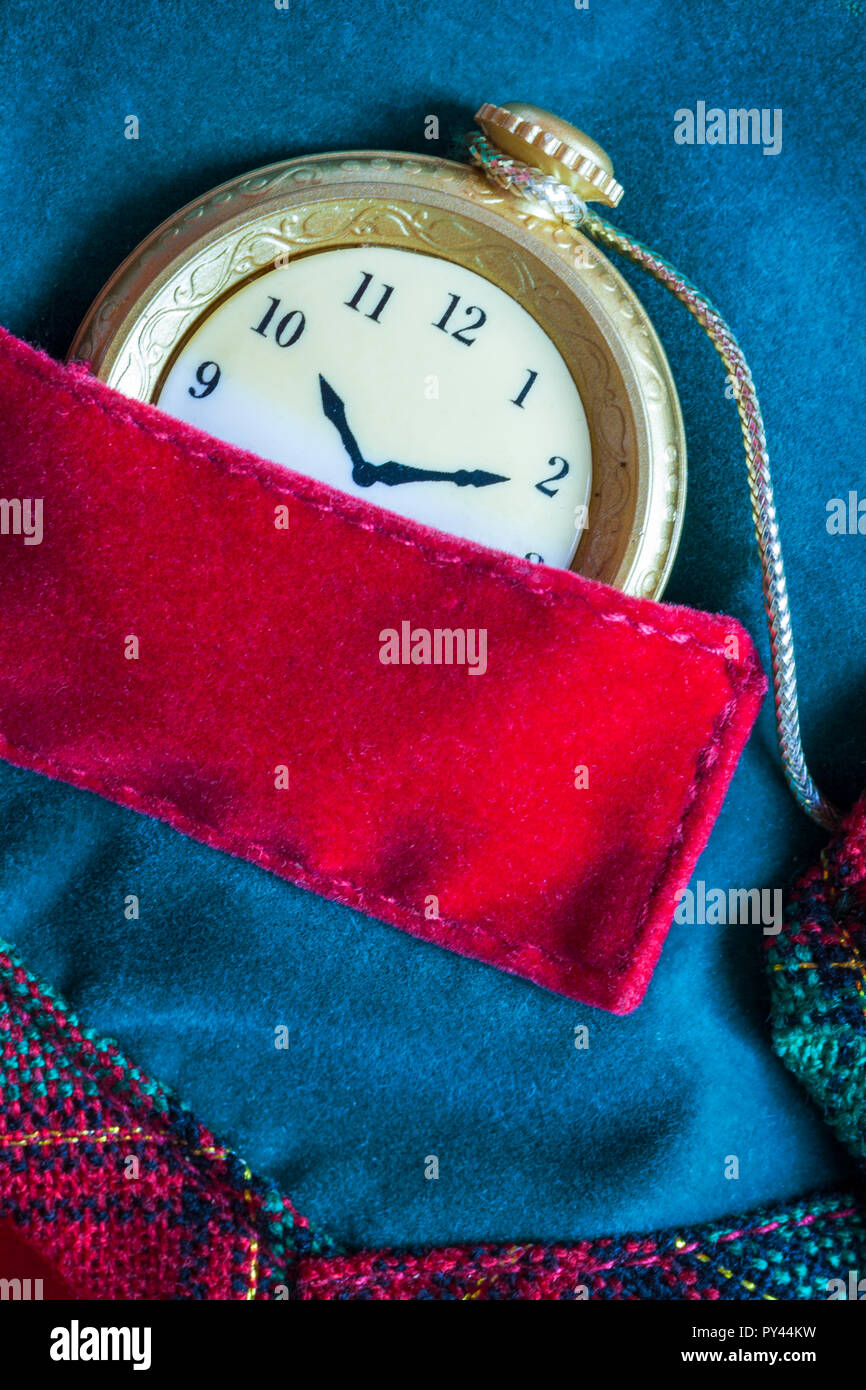 close up detail of Grandad's pocket watch and chain from Grandpa Bear teddy bear soft cuddly toy by DanDee Stock Photo