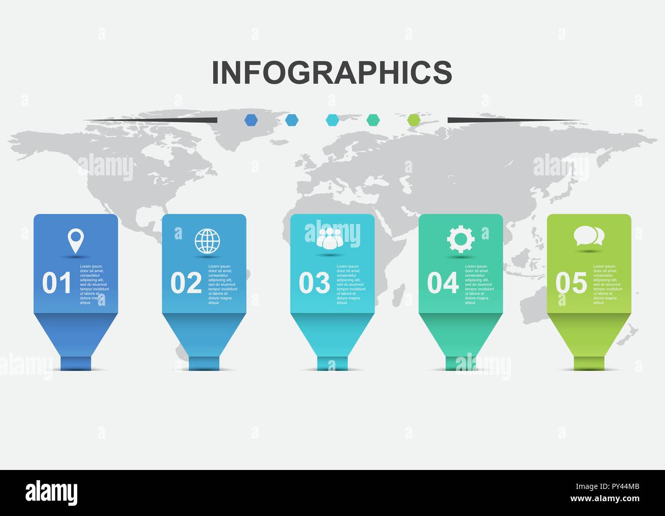 Infographic design template with five elements, stock vector Stock Vector