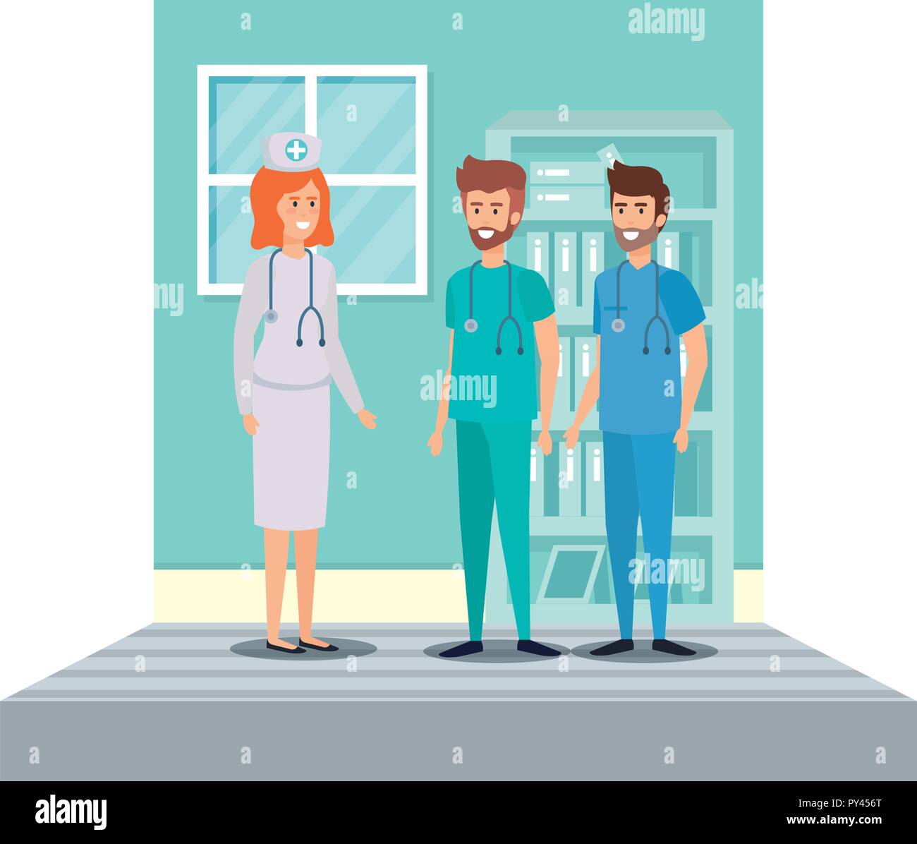 Doctor working desk medical practice Stock Vector Images - Alamy