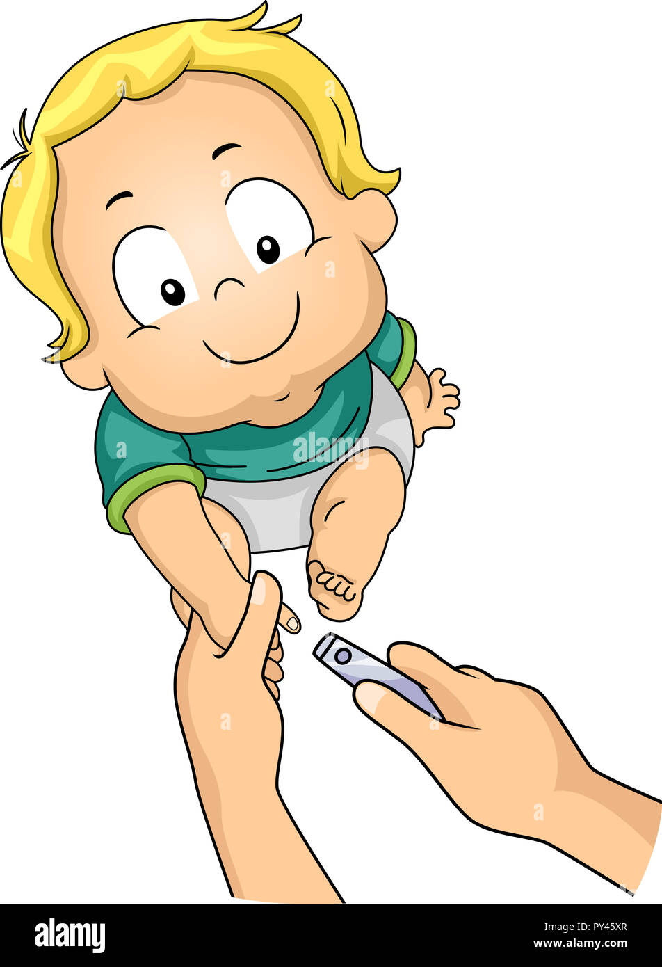 Illustration of Adult Hands Holding a Nail Clipper Clipping Nails of a Kid  Boy Stock Photo - Alamy