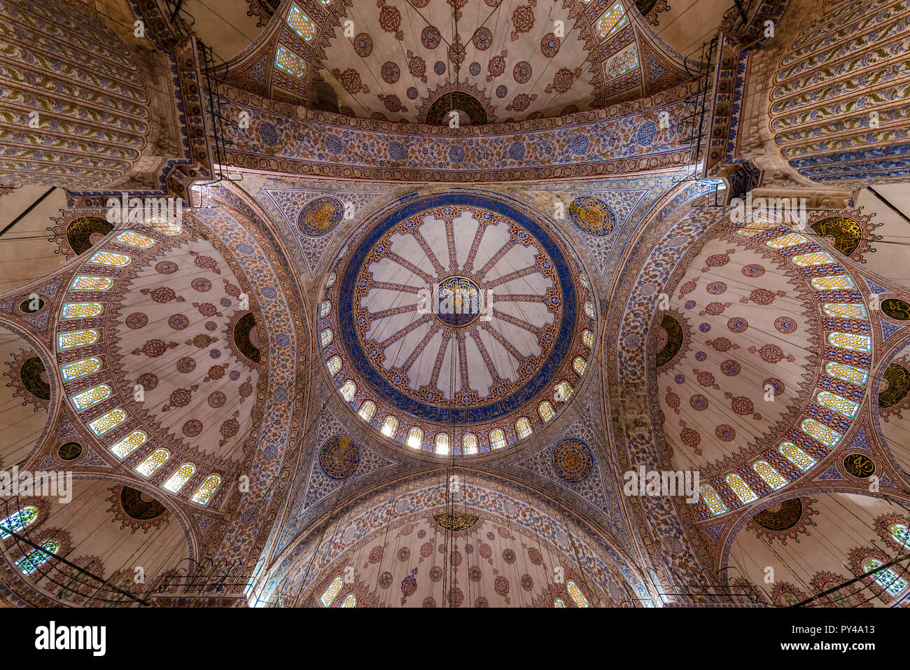 The Ceiling Of The Blue Mosque Istanbul Turkey Stock Photo