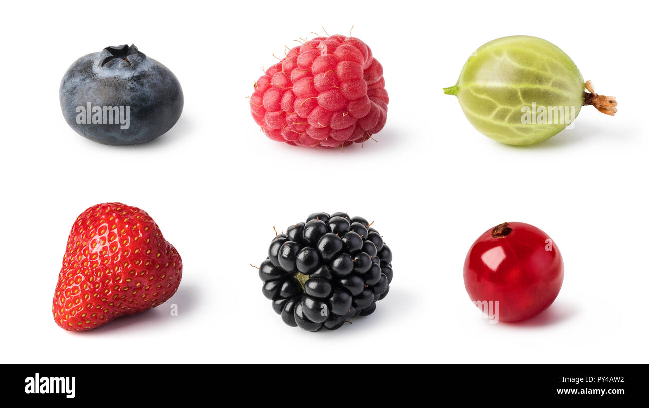 Fresh berries set isolated on white background Stock Photo - Alamy