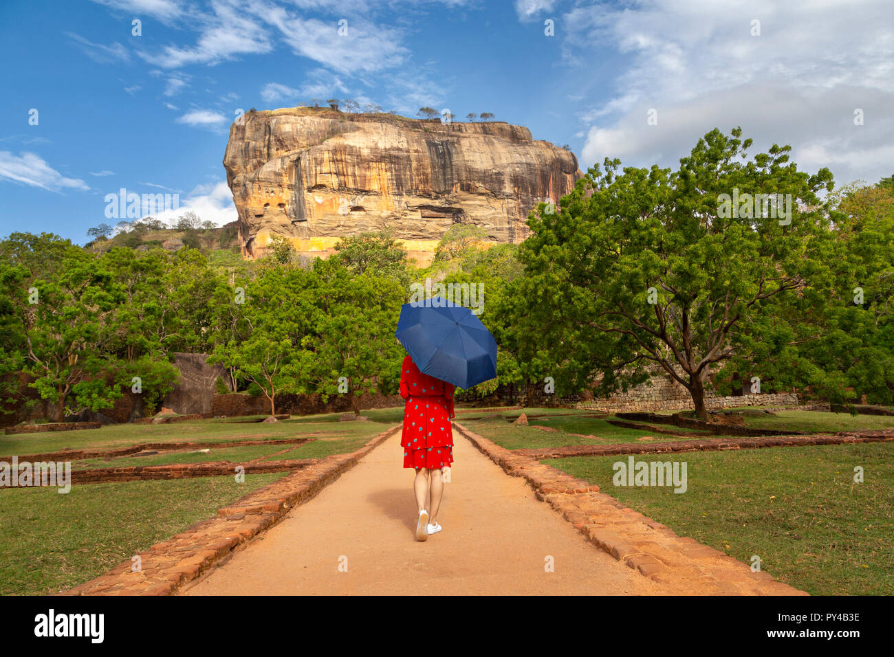 View over the Sigiriya rock in Sri Lanka Stock Photo