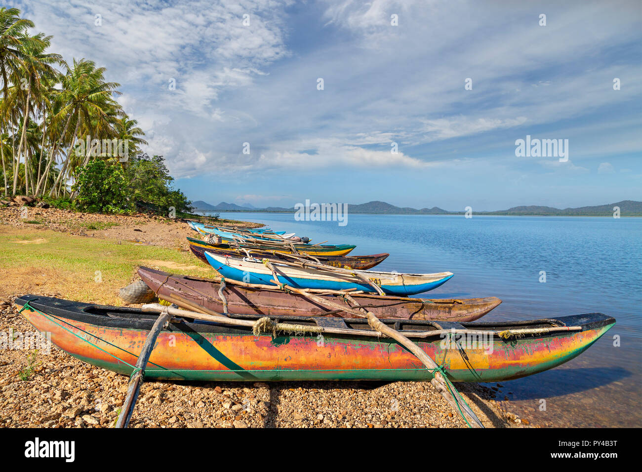 Catamaran fishing boats in Sri Lanka Stock Photo