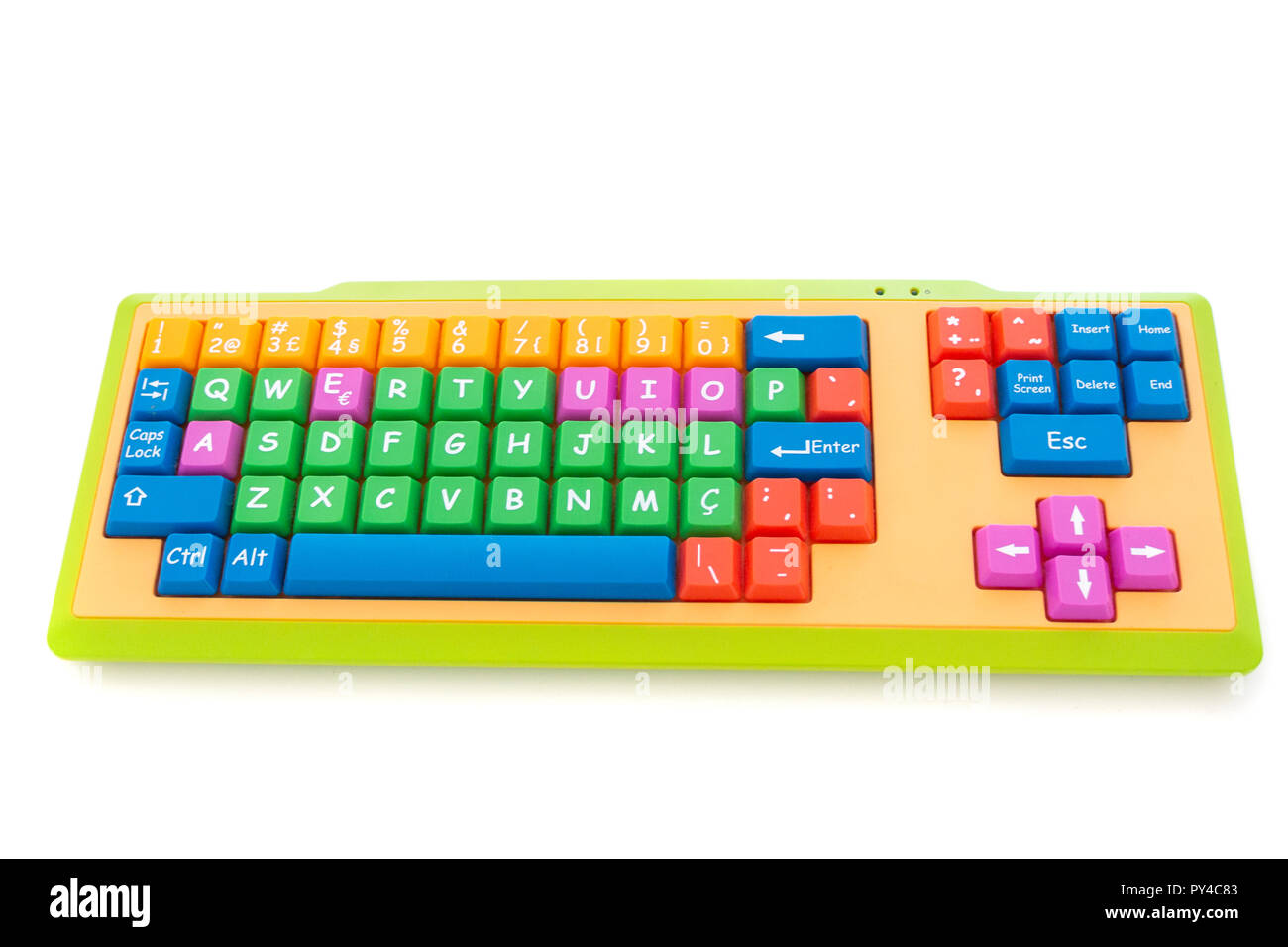 kids learning colorful keyboard isolated on a white background Stock Photo  - Alamy
