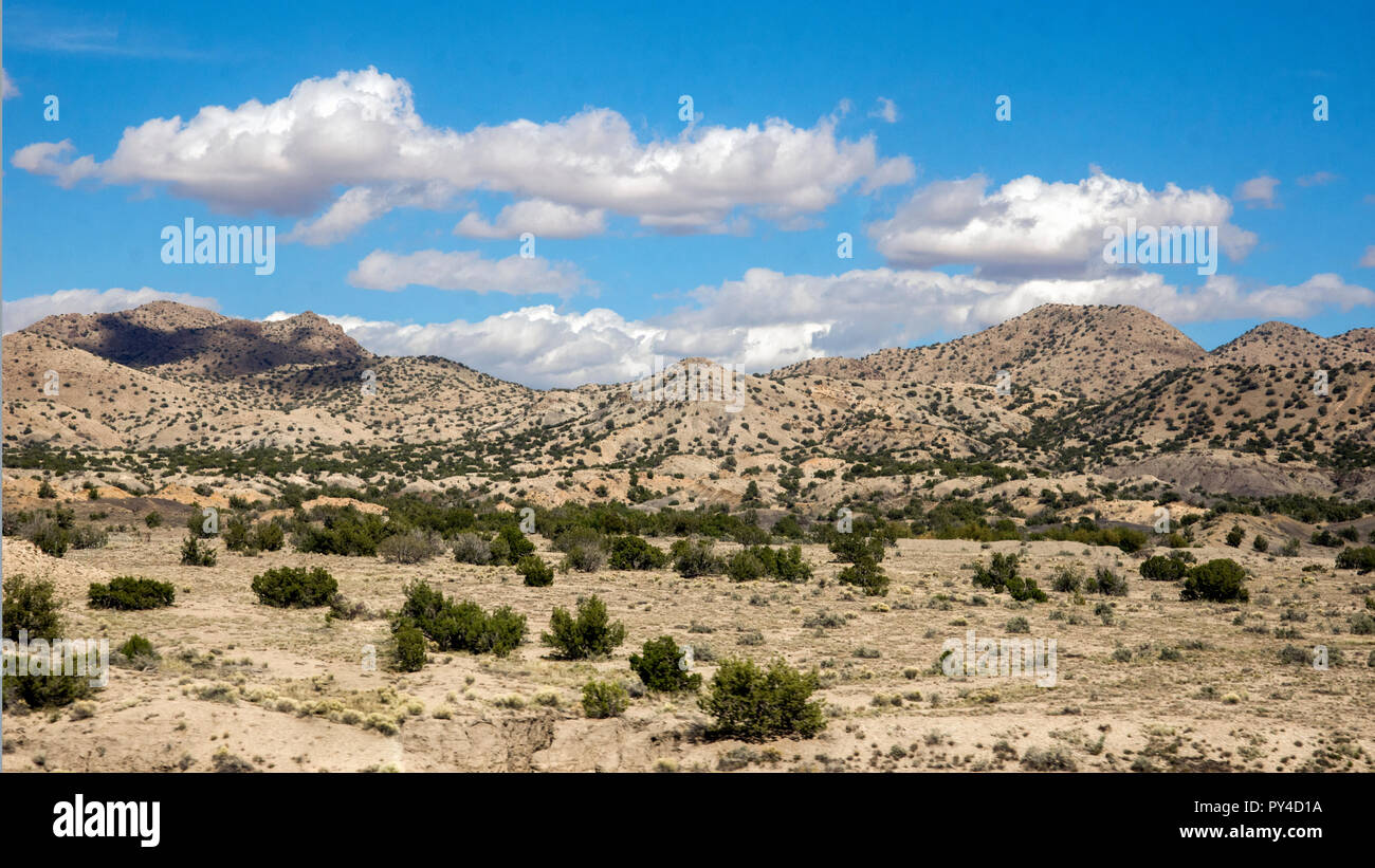 New Mexico west of Lamy New Mexico, seen  from the Amtrak train Southwest Chief, October 10, 2018. Stock Photo