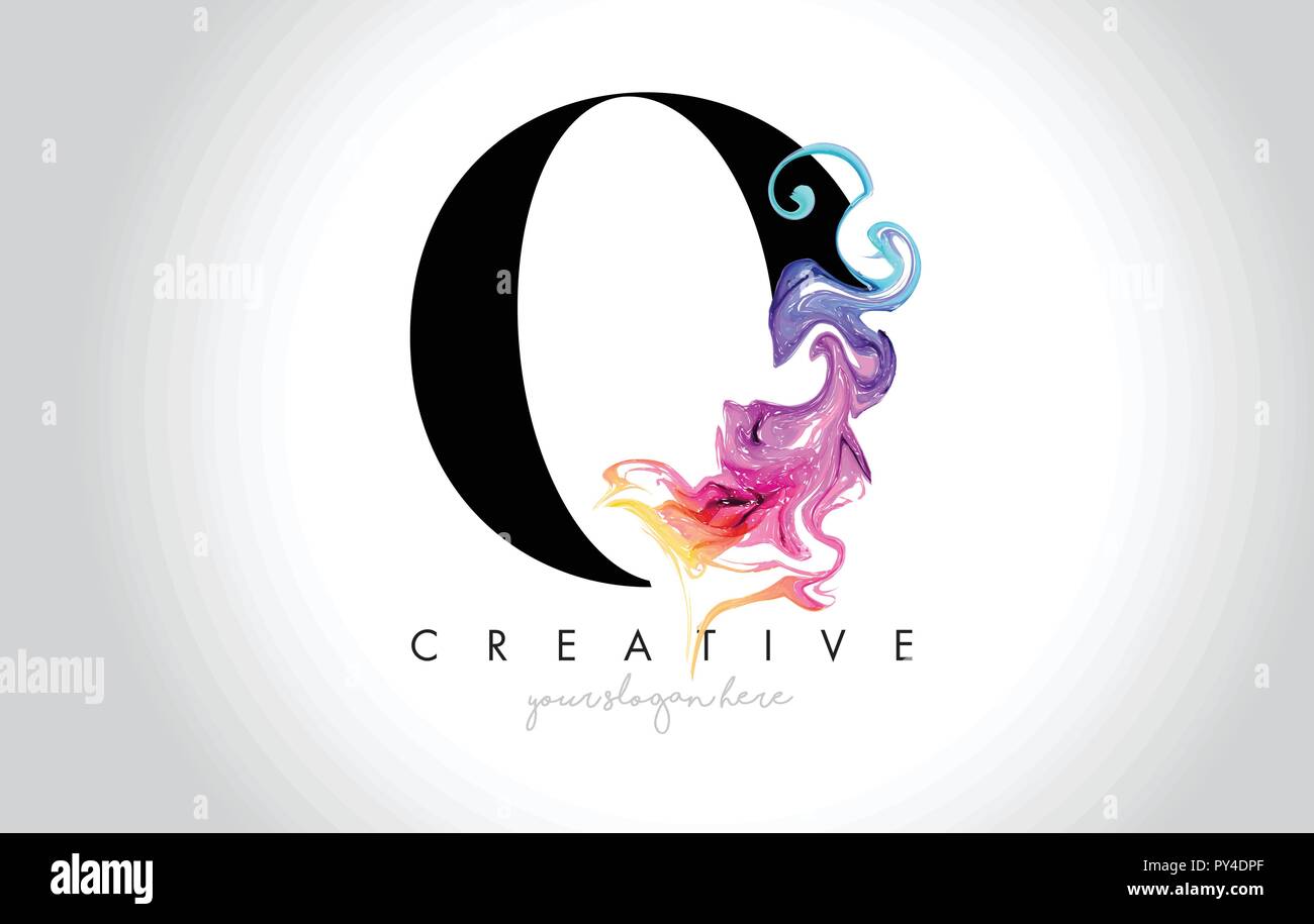 O Vibrant Creative Leter Logo Design with Colorful Smoke Ink Flowing ...
