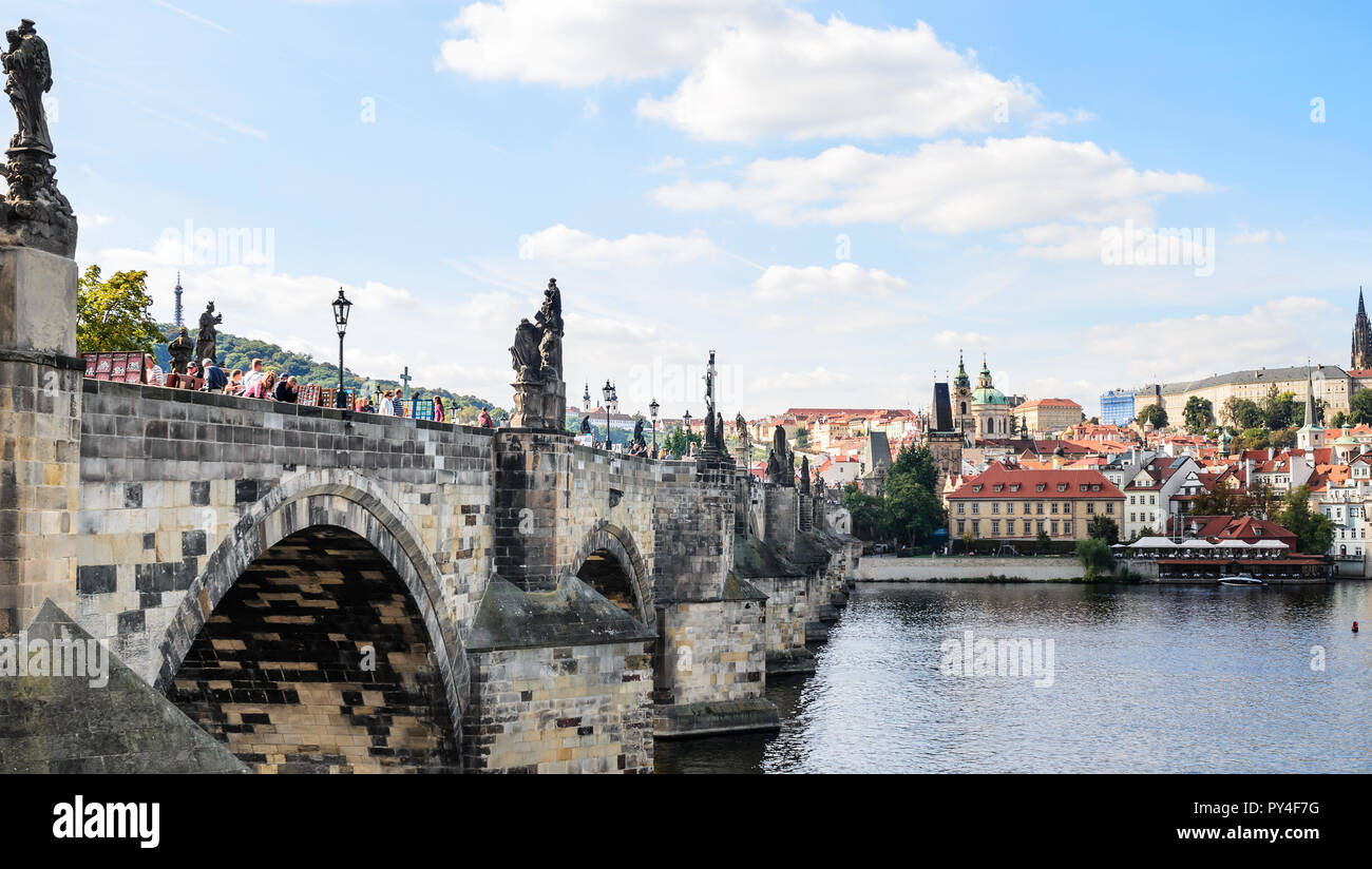 Charles Bridge. Prague, Czech Republic. View from the side. Stock Photo