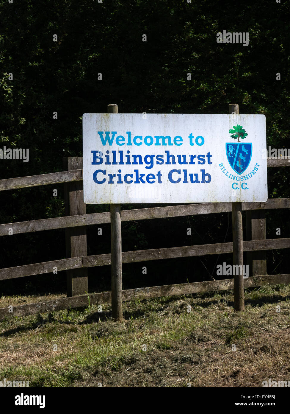 Cricket Club Sign, Billingshurst, West Sussex, UK Stock Photo