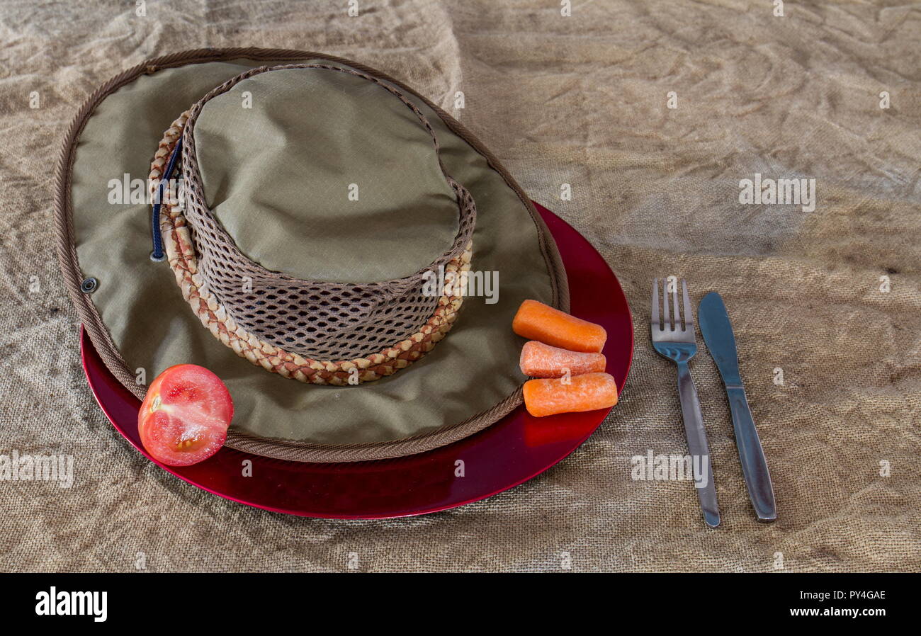I will eat my hat is an old fashioned expression of extreme surprise image in landscape format with copy space Stock Photo