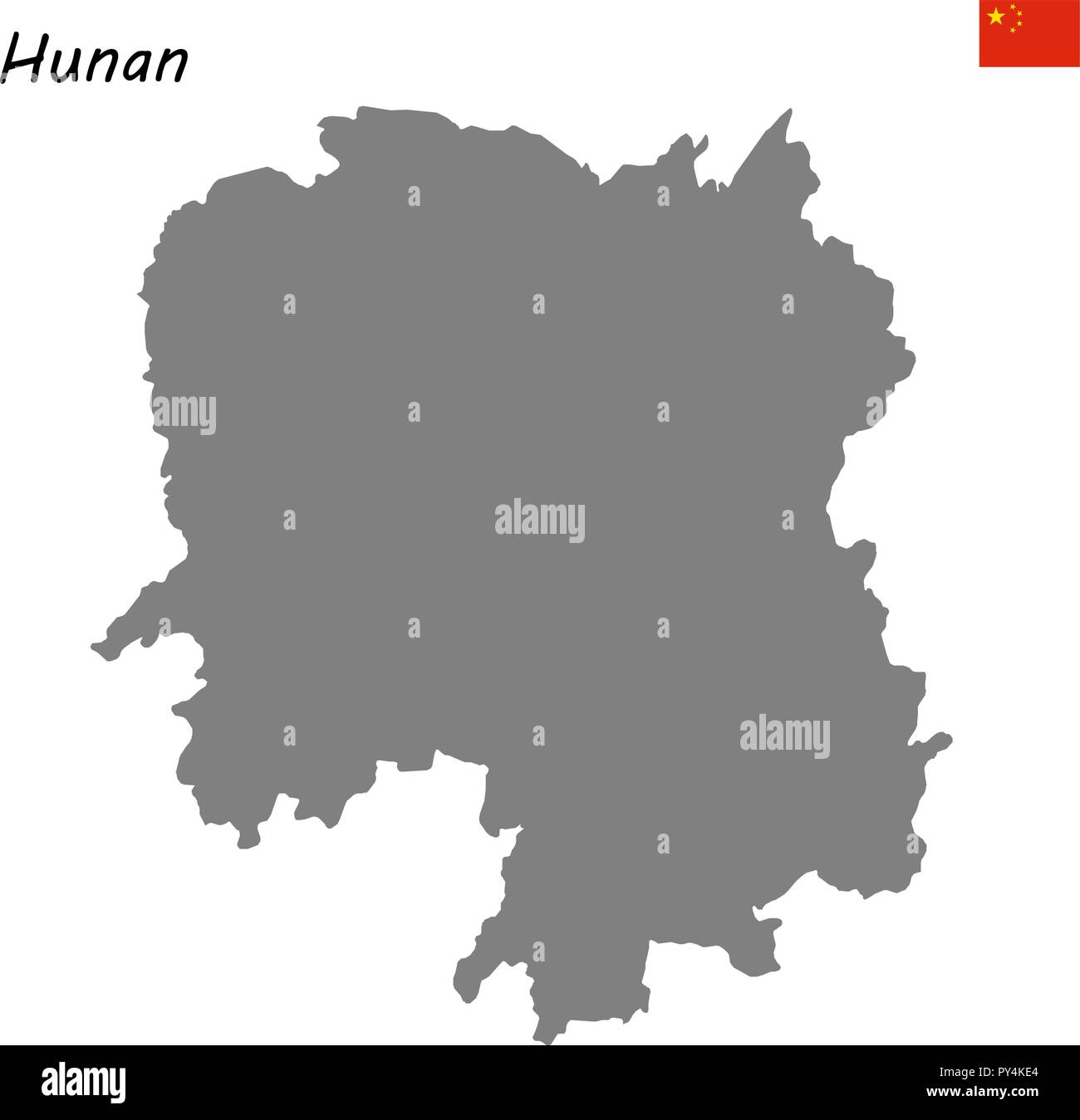 High Quality map of Hunan is a province of China Stock Vector