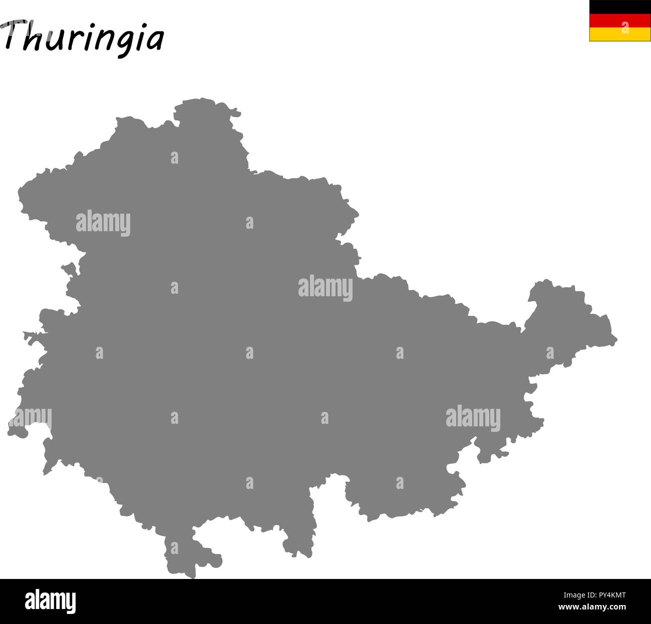 High Quality map is a state of Germany. Thuringia Stock Vector