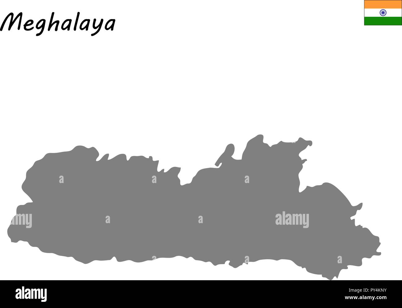 High Quality map of Meghalaya is a state of India Stock Vector