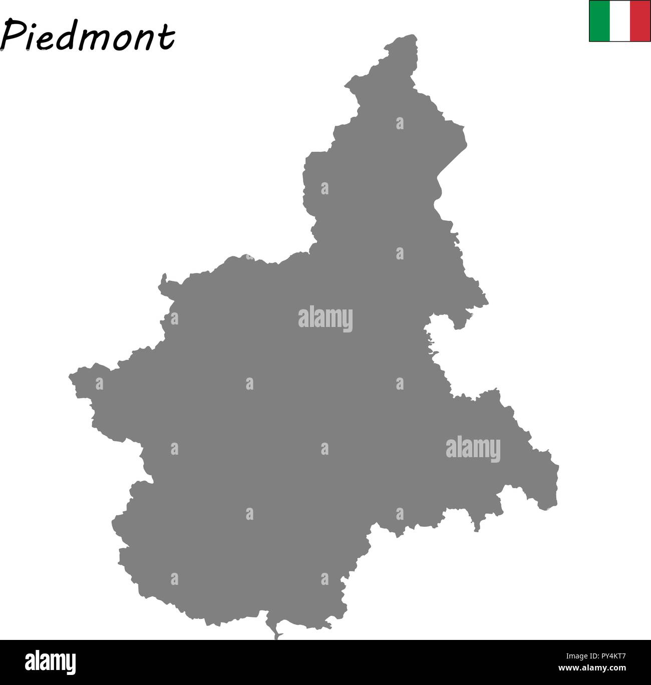 High Quality map of Piedmont is a region of Italy Stock Vector