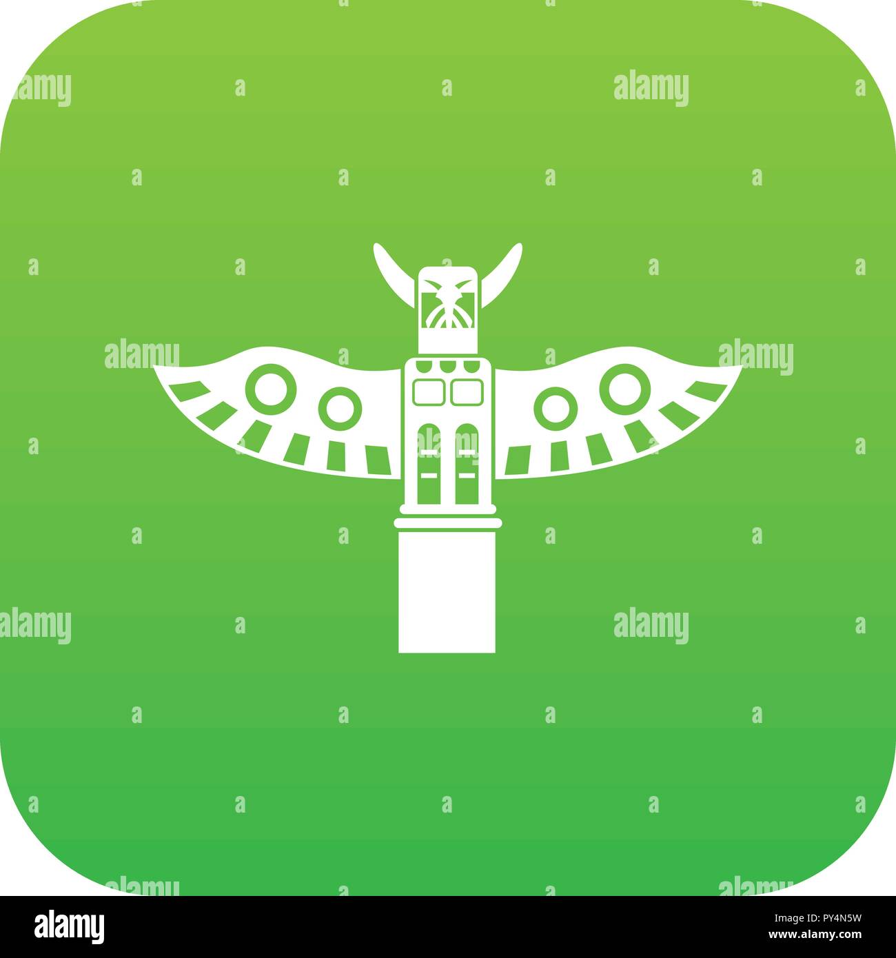 Traditional religious totem pole icon digital green Stock Vector