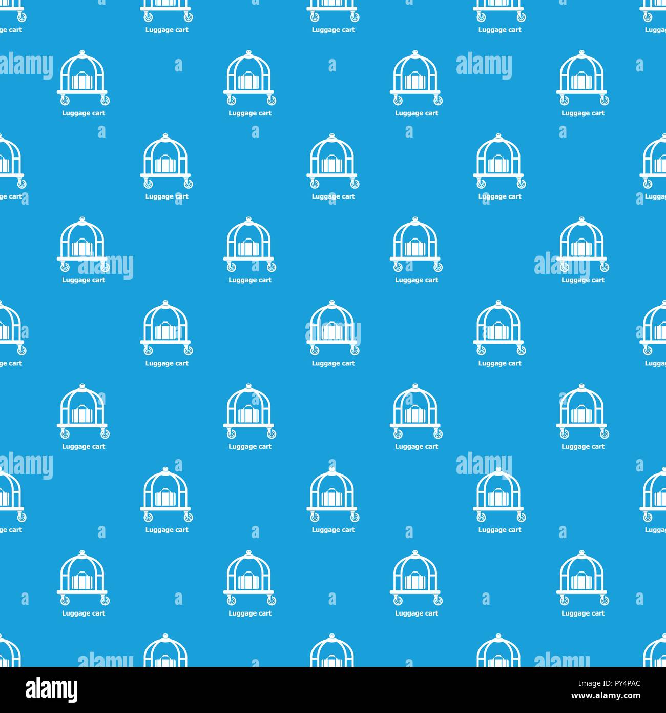 Luggage cart pattern vector seamless blue Stock Vector