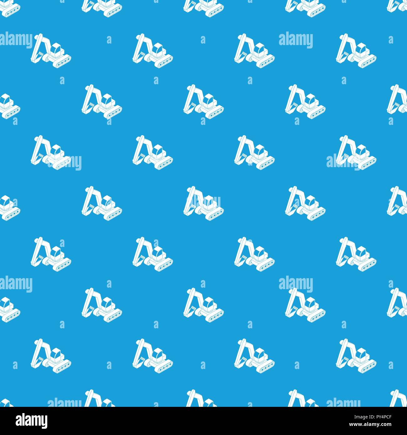 Excavator pattern vector seamless blue Stock Vector