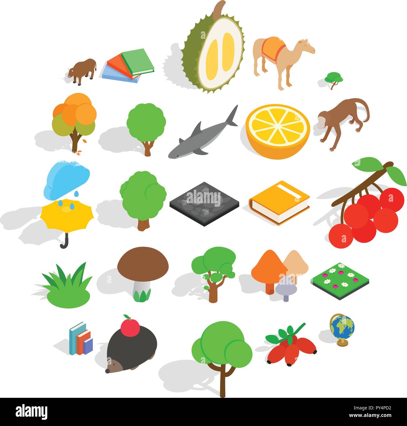 Biology icons set, isometric style Stock Vector