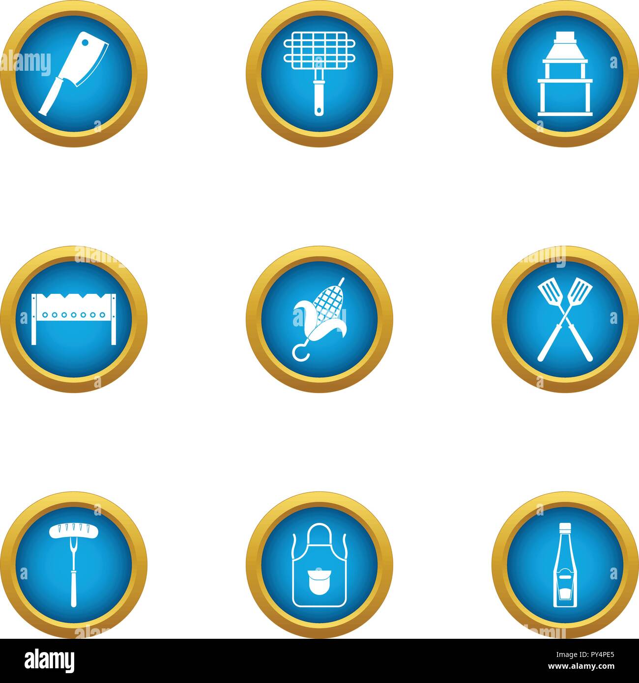 Grill grid icons set, flat style Stock Vector Image & Art - Alamy