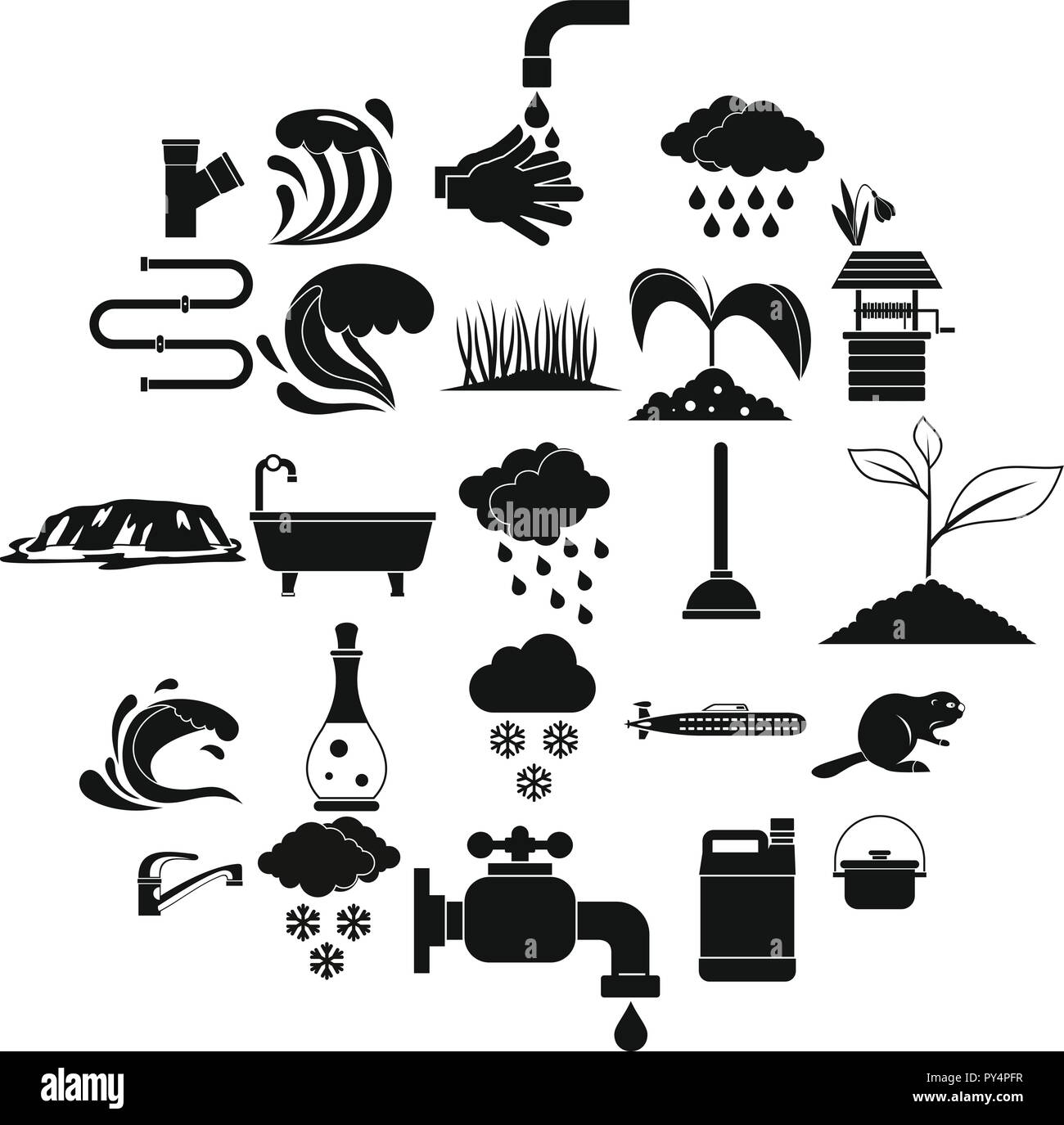 Water service icons set, simple style Stock Vector Image & Art - Alamy