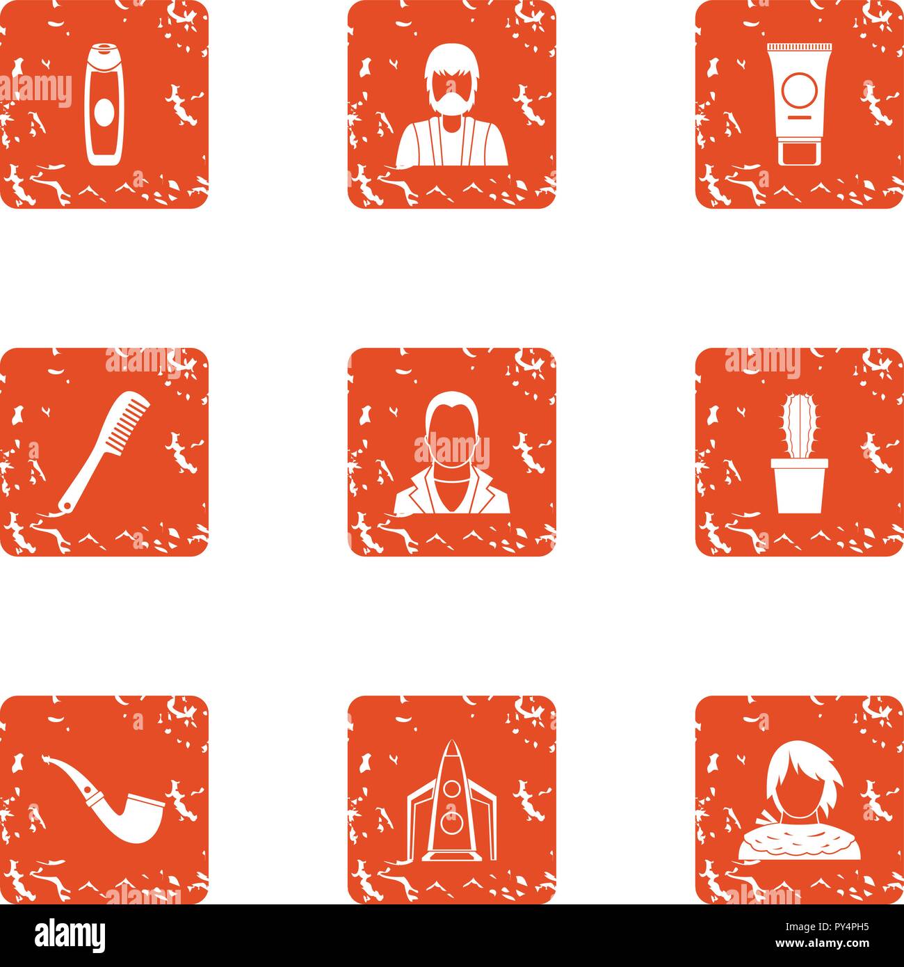 Shear icons set, grunge style Stock Vector