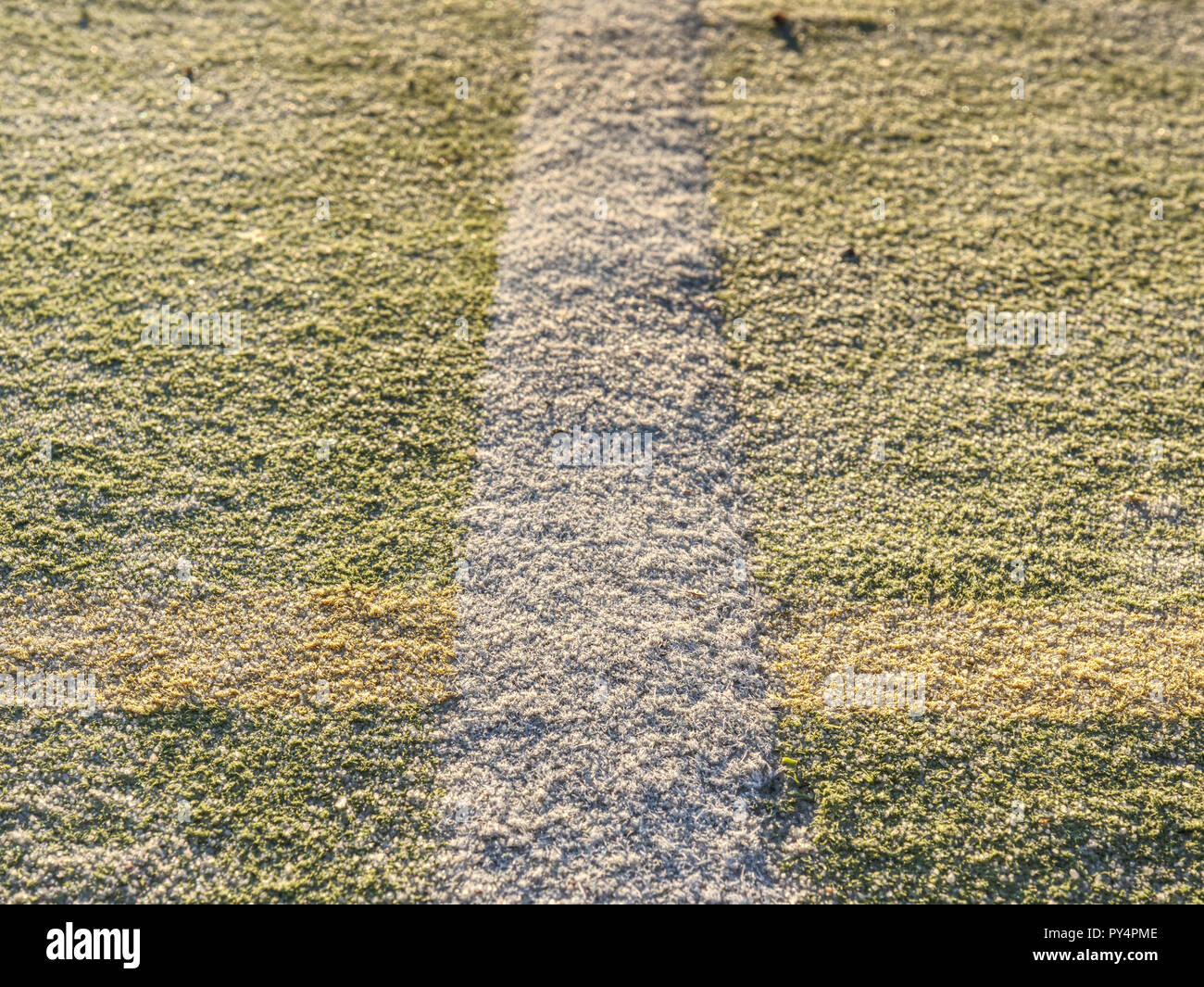 Border line in handball playing field. The outdoor handball playground