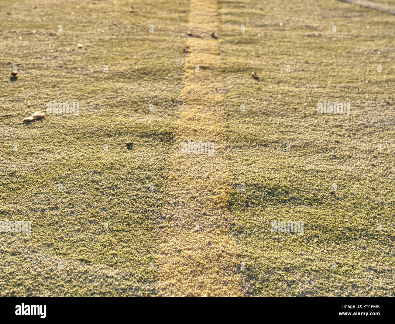 Border line in handball playing field. The outdoor handball playground