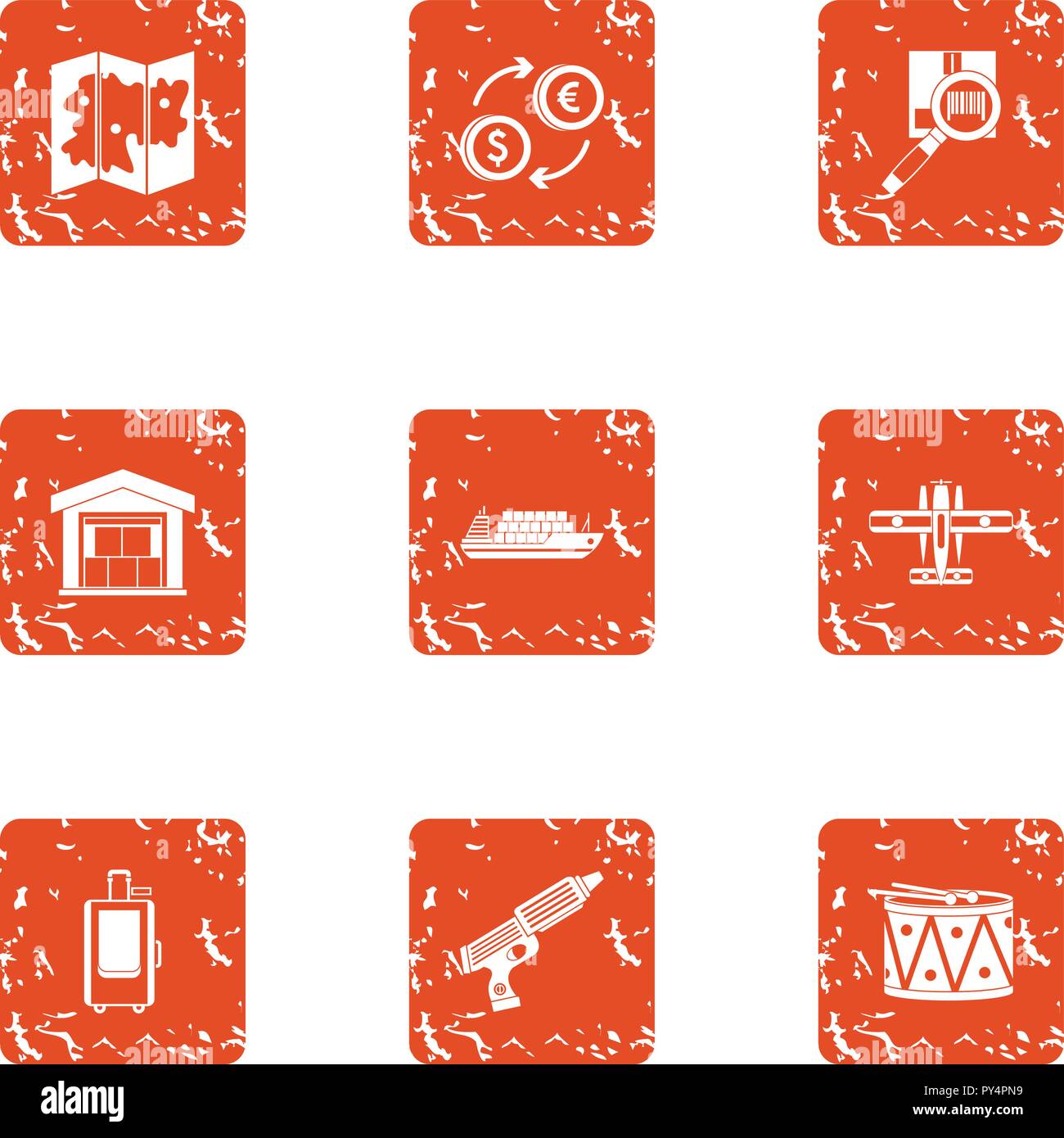 Tenancy icons set, grunge style Stock Vector