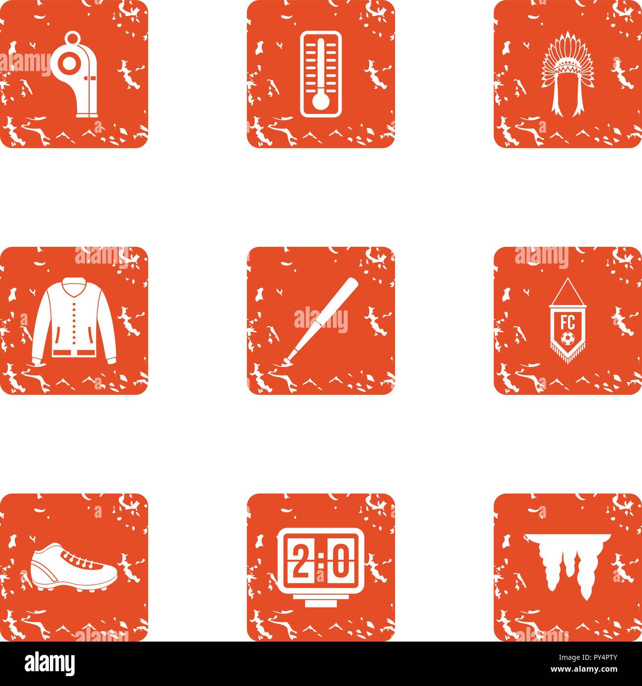 Fan icons set, grunge style Stock Vector