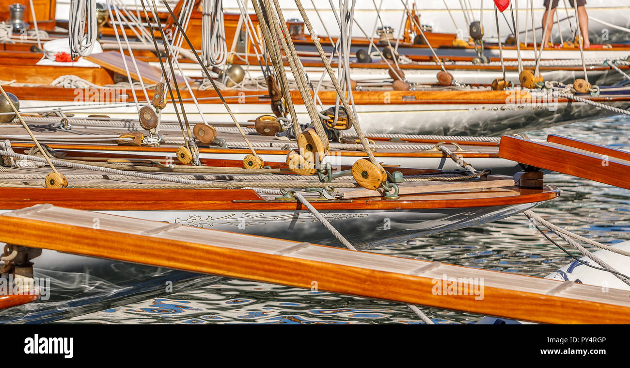 Classic yachts at quay in Saint-Tropez Stock Photo