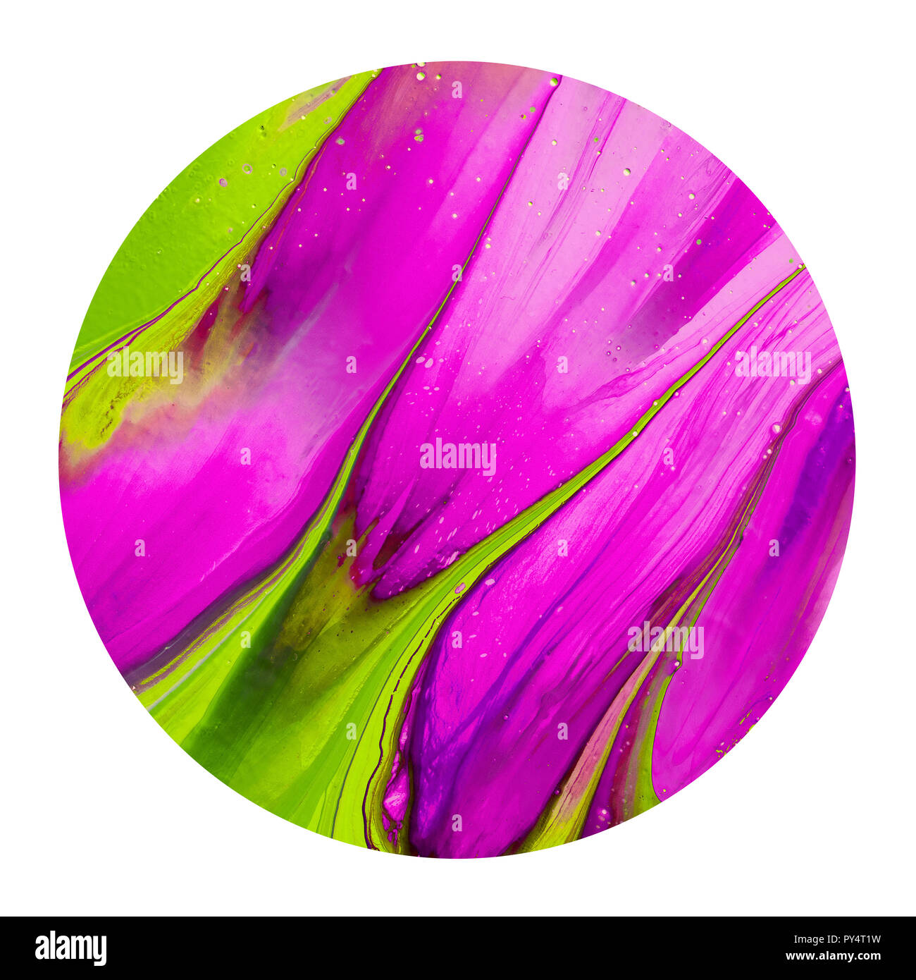 The isolated circle colorful purple and green ink brush shinny design element Stock Photo