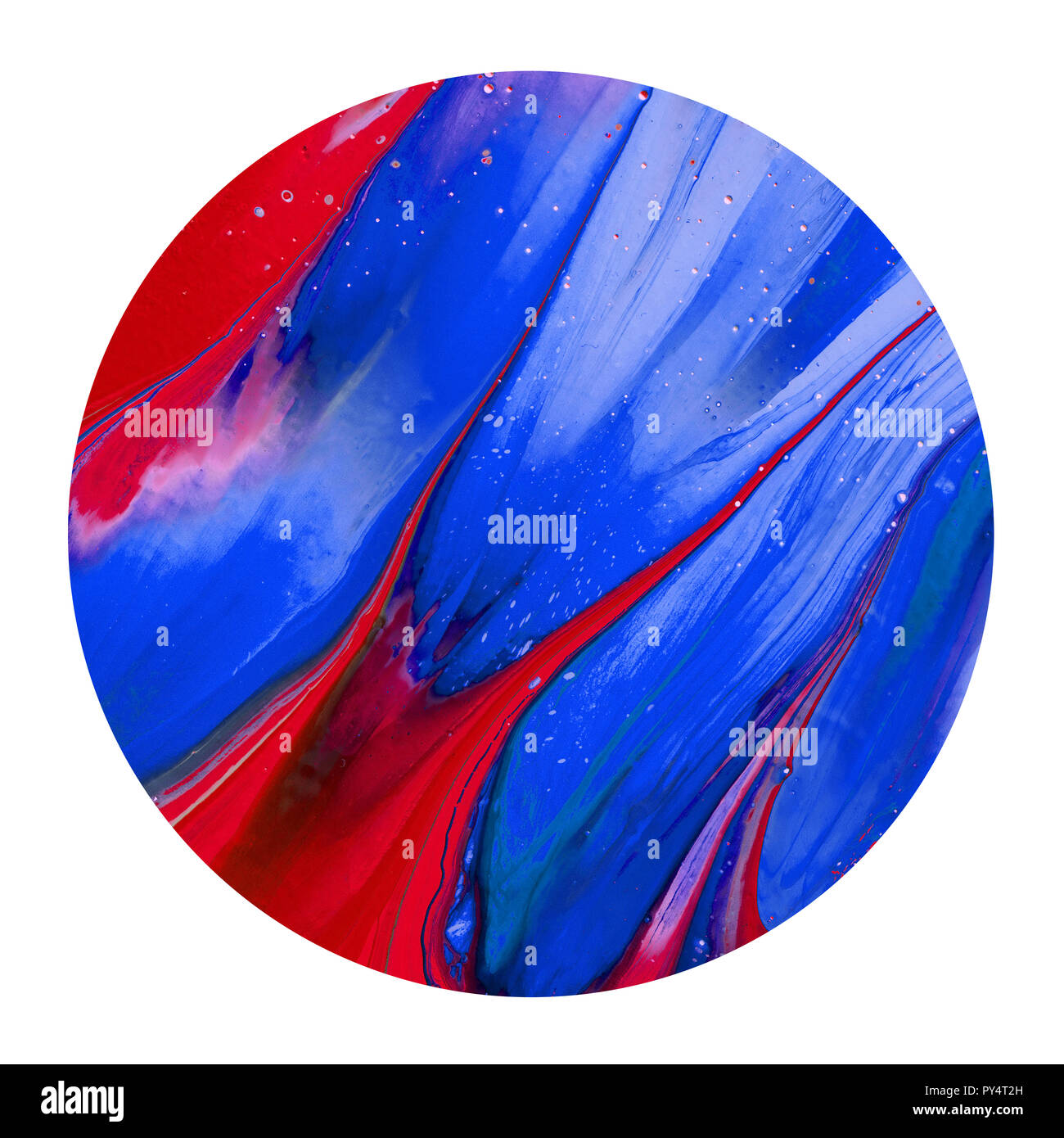 The isolated circle colorful blue and red ink brush shinny design element Stock Photo