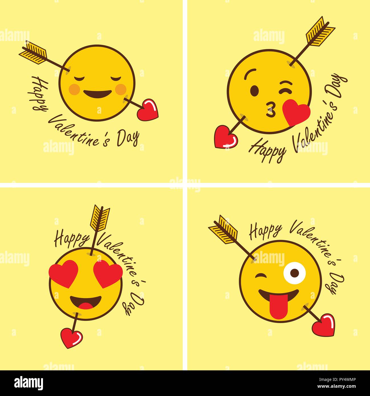 Emojis for Valentine's day design card vector Stock Vector Image & Art ...