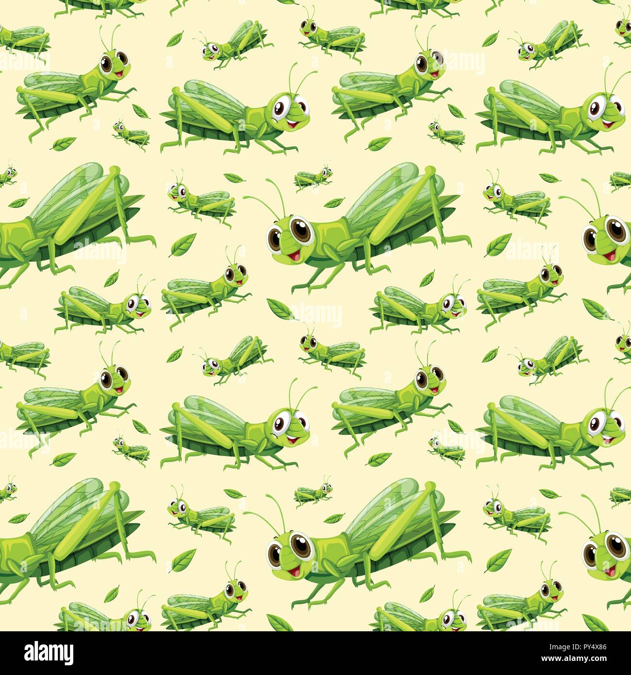 Green grasshopper seamless background illustration Stock Vector