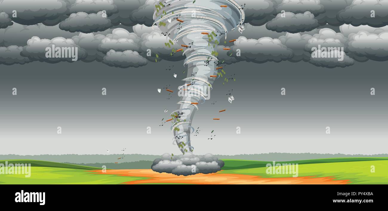 A tornado in nature illustration Stock Vector