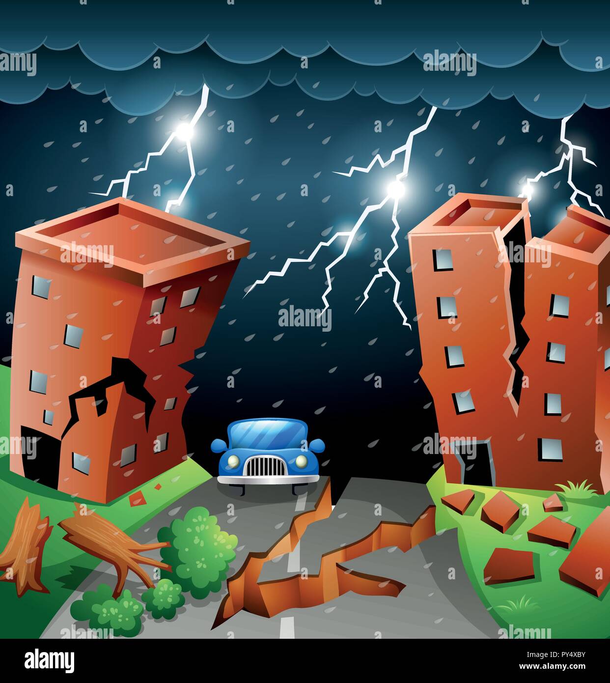 City scape storm scene illustration Stock Vector Image & Art - Alamy