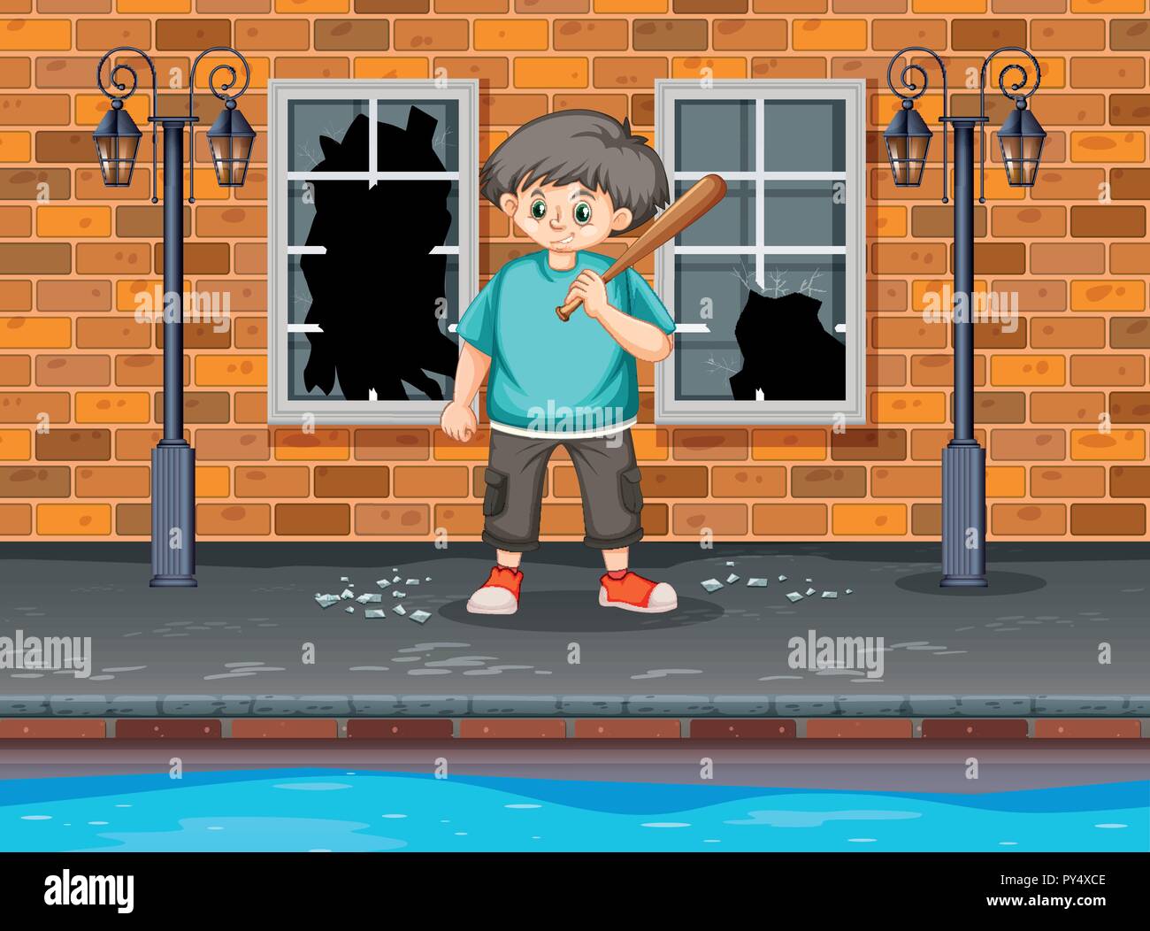 Young boy hit the window illustration Stock Vector Image & Art - Alamy