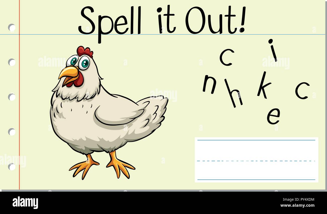 Spell English word chicken illustration Stock Vector Image & Art Alamy