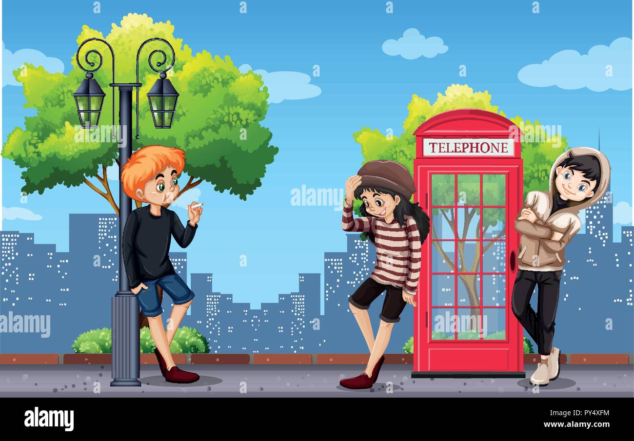 Urban teenager in town illustration Stock Vector Image & Art - Alamy