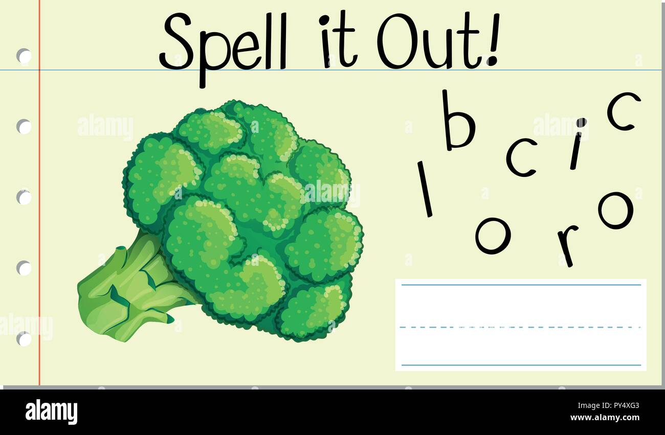Spell English word broccoli illustration Stock Vector Image & Art Alamy