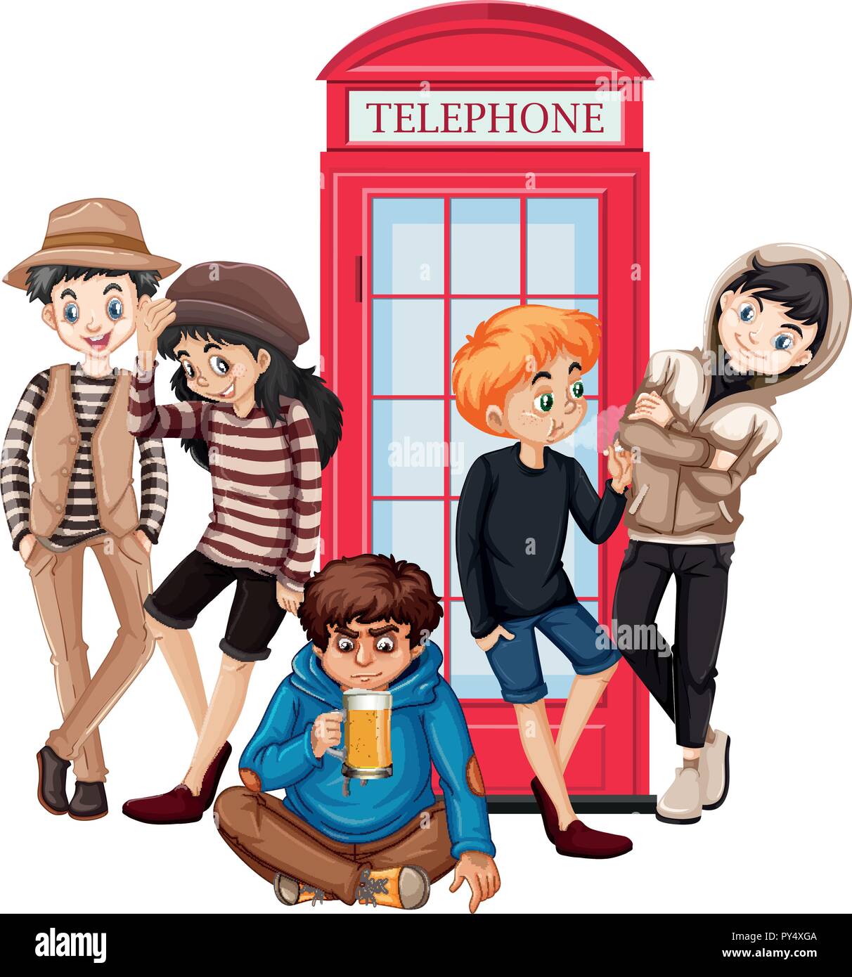 Group of urban teenager illustration Stock Vector Image & Art - Alamy