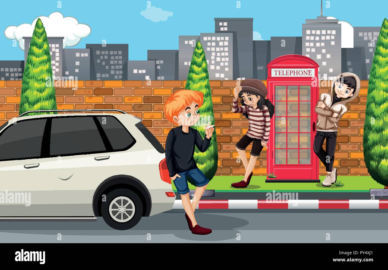 Urban teenager in town illustration Stock Vector Image & Art - Alamy
