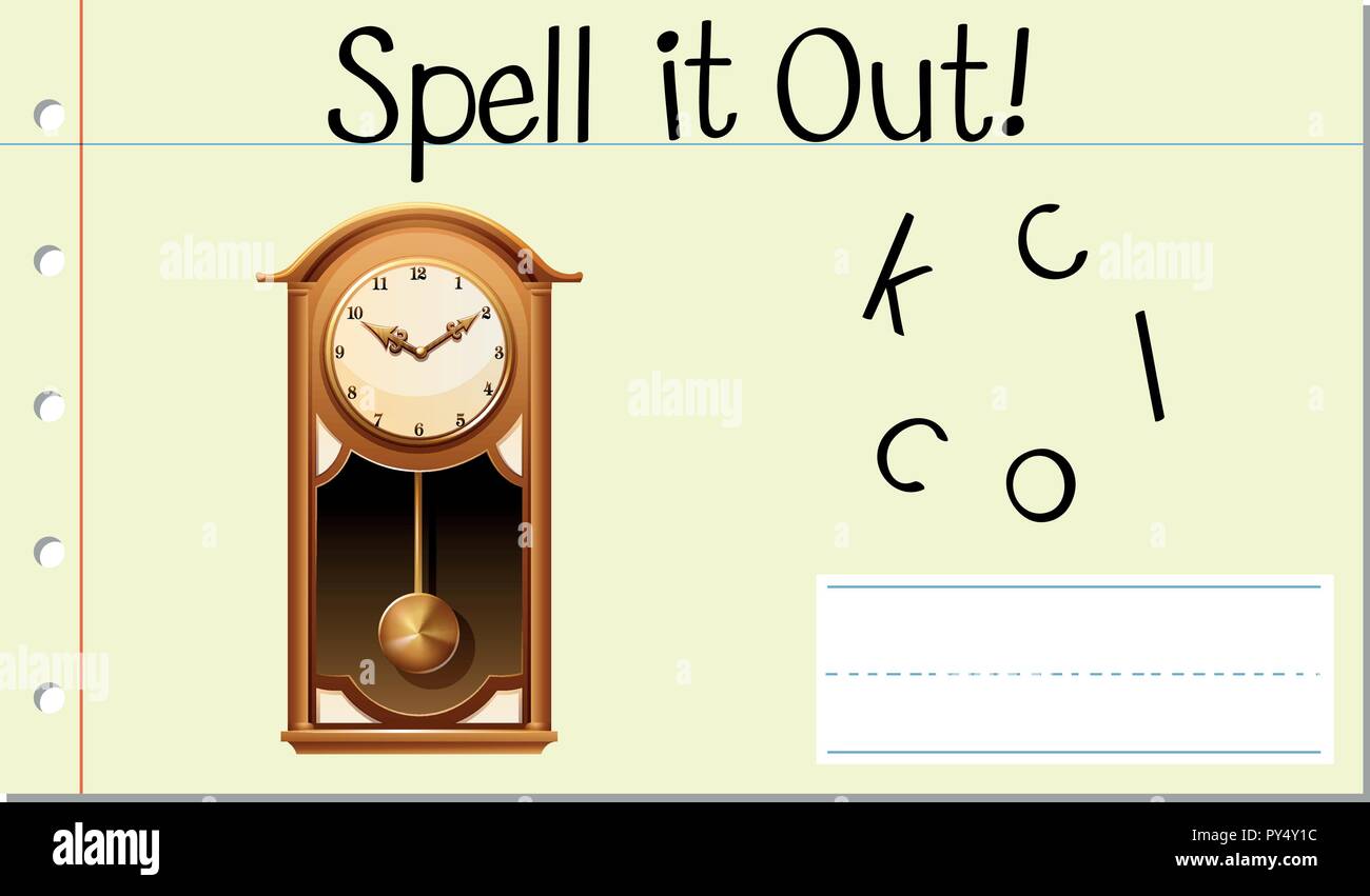 Spell English word clock illustration Stock Vector Image & Art Alamy