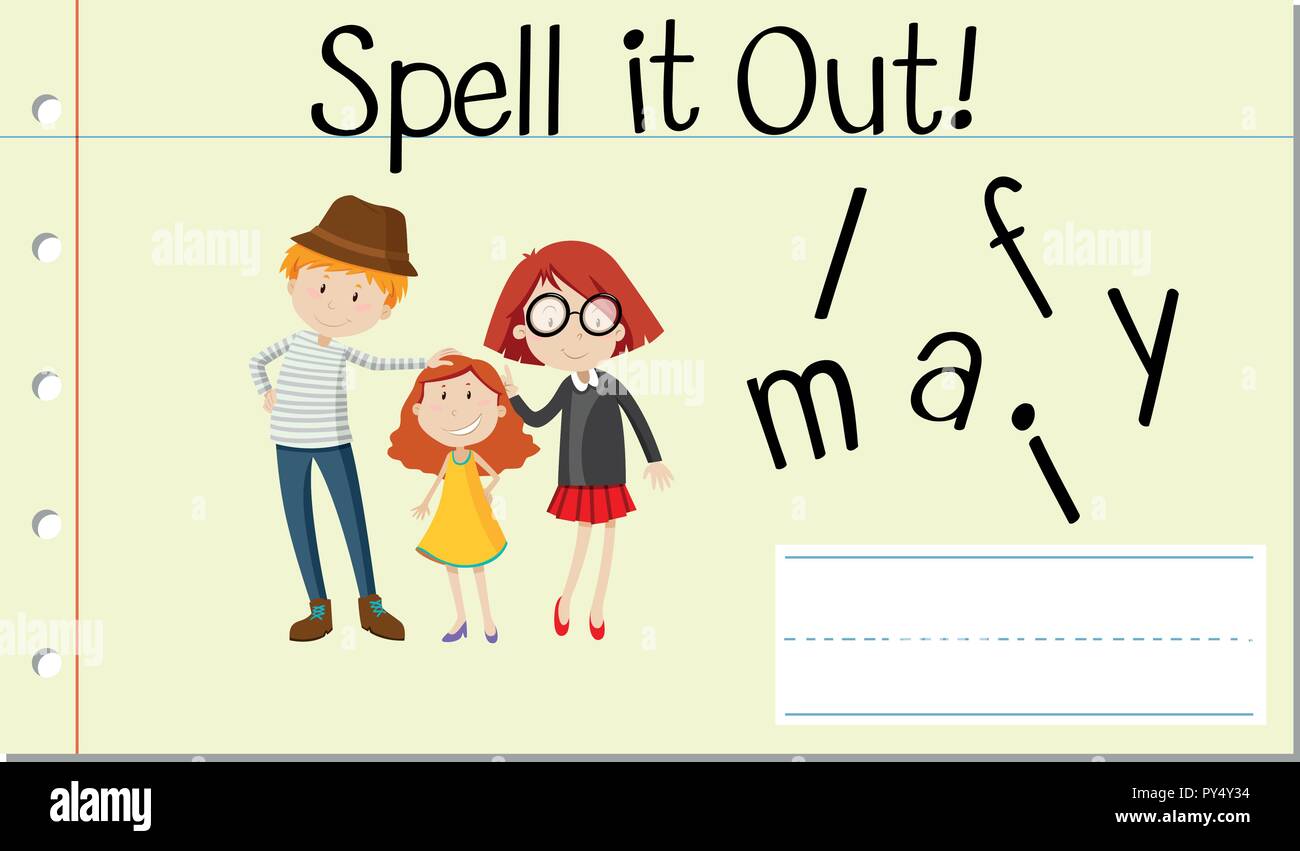Spell English word family illustration Stock Vector Image & Art Alamy